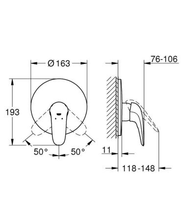 Внешняя часть смесителя для душа GROHE Eurostyle, белая луна (29098LS3)