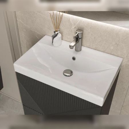 Тумба под раковину напольная Velvex Edge tn.EDG.9696.60.2Y графит, 60 см, артикул tn.EDG.9696.60.2Y графит