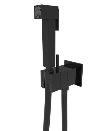 Graffio, комплект квадратного гигиенического душа с прогрессивным картриджем и ограничителем, цвет черный матовый, артикул KSPAQ101-09/NEO