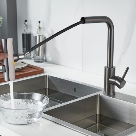 Смеситель для кухни с мультифункциональным изливом Raffine F203T, оружейная сталь, артикул F203T