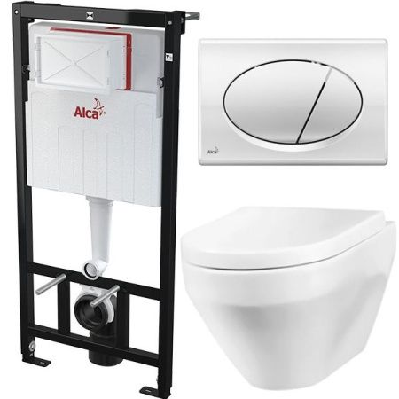 Комплект унитаза AM.PM Spirit C701700WH+C707857WH с инсталляцией Alcaplast Sadromodul AM101/1120+M71 с сиденьем Микролифт и клавишей смыва Хром Комплект унитаза AM.PM Spirit C701700WH+C707857WH с инсталляцией Alcaplast Sadromodul AM101/1120+M71 с сиденьем Микролифт и клавишей смыва Хром