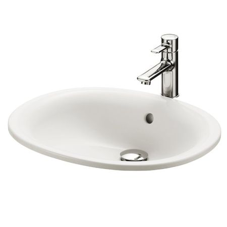 TOTO PUBLIC Раковина 530x450x177мм, встраиваемая сверху, без отв.под смеситель, с переливом, CeFiONtect, цвет:  белый