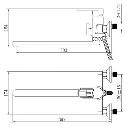 Смеситель Harbor для ванны., с изл. 331 мм, с акс., артикул: HR31