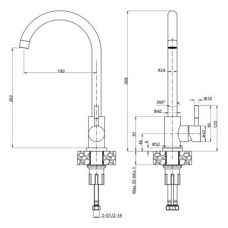 Смеситель для кухни GranFest Z-5410, серый