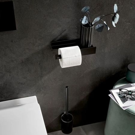 Emco Держатель бумаги Aura открытый слева, цвет черный, артикул 8500 134 01