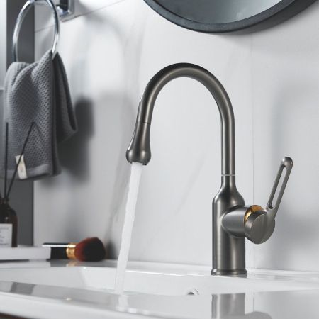 Смеситель для раковины Raffine F101T, оружейная сталь, артикул F101T