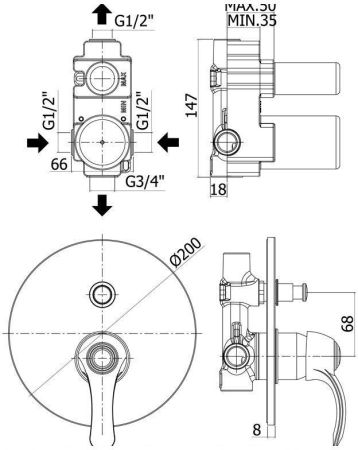 Смеситель для душа Paffoni Flavia FA015CR (с внутренней частью), артикул FA015CR