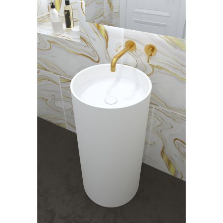 Умывальник WHITECROSS Altar D=43 (белый мат) иск. камень, артикул 0737.043043.200