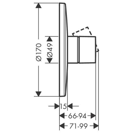 AX Uno Встраиваемый смеситель для душа, однорычажный (внешняя часть), цвет: шлифованный никель, артикул 45605820