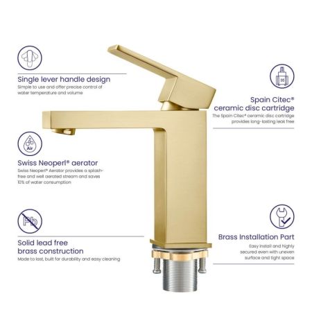 Смеситель для раковины Timo Selene 2061/17F Золото матовое, артикул 2061/17F