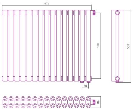Отопительный радиатор ЭСТЕТ-00 н/ж EU50 500х675 / 15 сек (Матовый ЧЁРНЫЙ), артикул 31-0322-5015