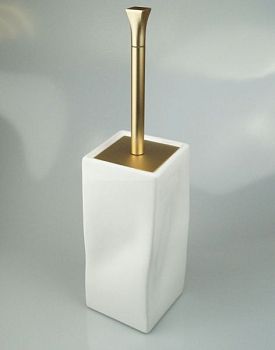 Stil Haus Prisma, напольный керамический ёрш, цвет матовое золото - белая керамика