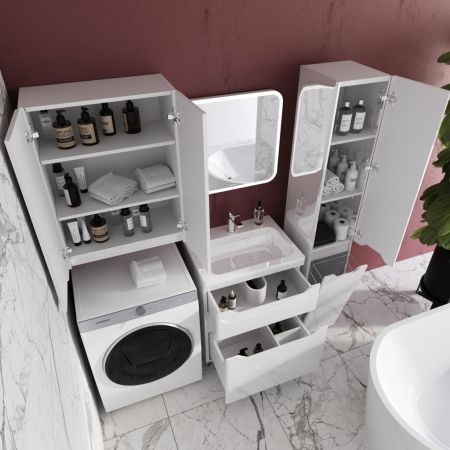 Тумба напольная "Марелла 60" (2 ящ.) Люкс антискрейтч белый глянец, PLUS, артикул СС-00002396