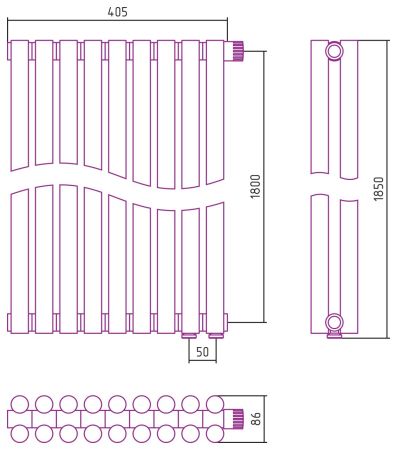 Отопительный радиатор ЭСТЕТ-11 н/ж EU50 1800х405 / 9 сек (Матовый БЕЛЫЙ), артикул 30-0312-1809