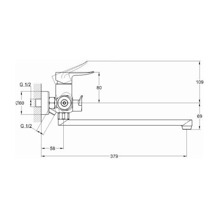 Смеситель для ванны G.Lauf GOB7-A134, хром