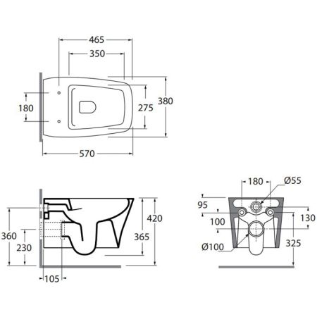 Azzurra Hera Унитаз подвесной безободковый 57х38х36,5 см, с крепежом, цвет белый, артикул HEVKSPE00000BI