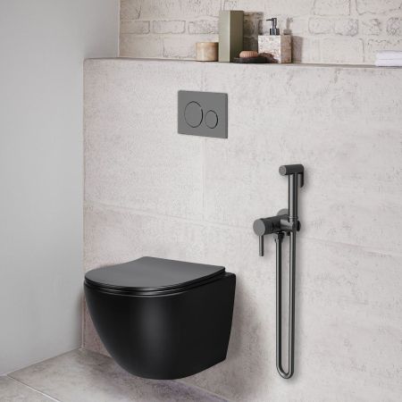 гигиенические души Vincea Гигиенический душ VHFW-101GM из латуни, со смесителем, вороненая сталь,, артикул VHFW-101GM