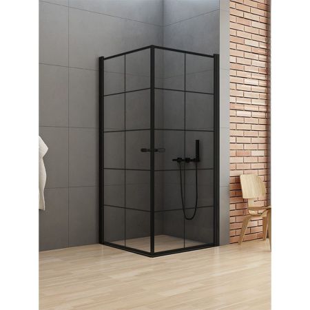 Душевое ограждение NEW TRENDY NEW SOLEO BLACK 90x90x195 D-0285A/D-0285A (черный), артикул D-0285A/D-0285A