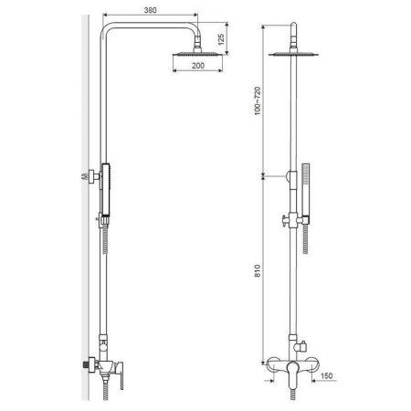 Система для душа наружного монтажа EXCELLENT Rain Oxalia AREX.9081CR (хром), артикул AREX.9081CR