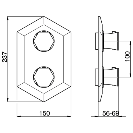 Смеситель для душа, Cisal, Chérie, тип регулирования воды-термостатический картридж, тип установки-встраиваемый, внутренняя часть-необходимо заказать, цвет-Gold, артикул CE01910024