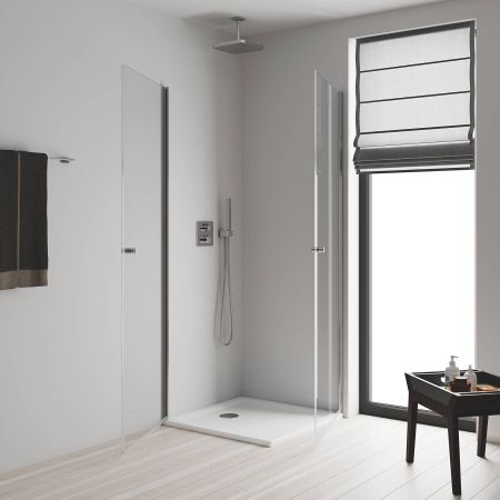 Верхний душ GROHE Tempesta CUBE 250, квадратный (низ-хром, верх-белый) + Душевой кронштейн потолочный 142 мм, хром (26688000), артикул 26688000