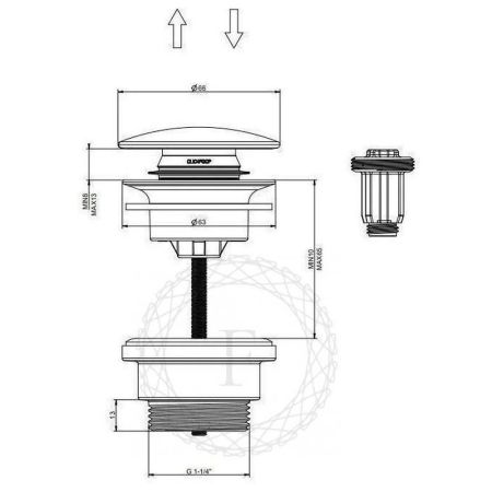 Донный клапан для раковины FILARETE FL75GL, золотой сатин, артикул FL75GL