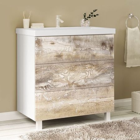 Тумба под раковину Marka One Mix 70Н Push Бетон, артикул У69539