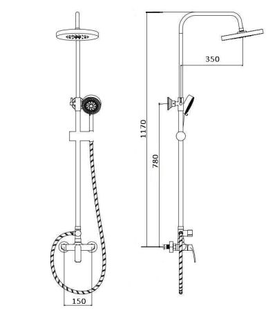 Стойка JUNIOR Black душевая BOCH MANN BM8576, артикул BM8576