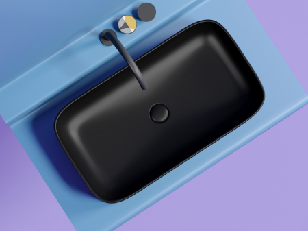 Умывальник чаша накладная прямоугольная (цвет Черный Матовый) Элемент (Element) 705x380x122мм, артикул CN6054MB