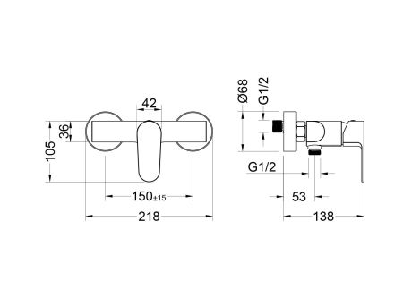 Смеситель для душа AQUATEK, матовый черный AQ1260MB ОБЕРОН, артикул AQ1260MB