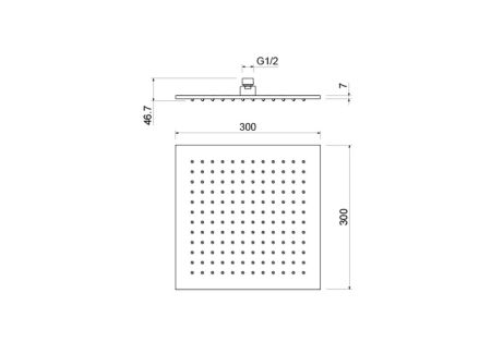 Квадратный верхний душ  300*300*7 мм AQUATEK AQ2078CR, артикул AQ2078CR