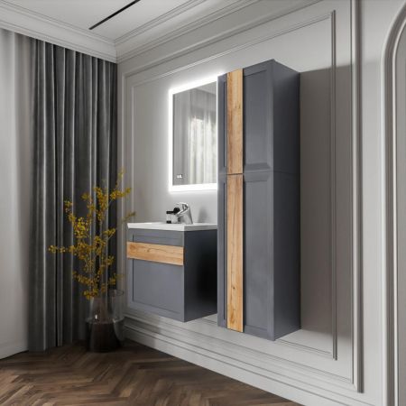 Комплект мебели для ванной Бриклаер БЕРЛИН 60SD, оникс серый, артикул БЕРЛИН 60SD