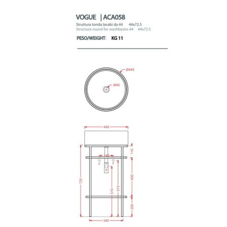 Консоль, Artceram, Vogue, ширина, мм-440, глубина, мм-440, материал-металл, цвет-белый матовый, артикул ACA058 05