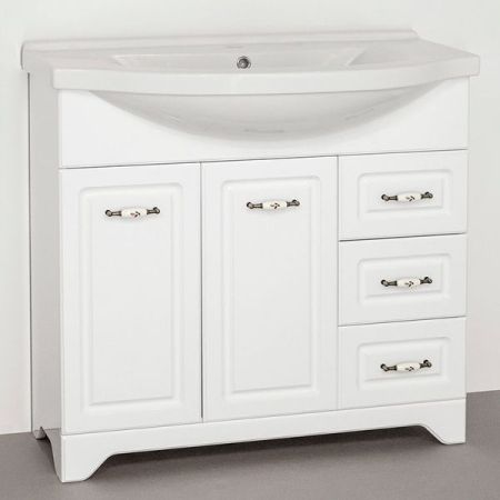 Тумба "Олеандр-2 100" (3 ящ.) под умывальник Эльбрус 100, Люкс белая