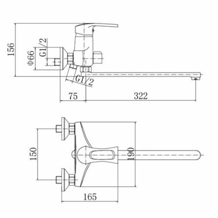Смеситель для ванны FASHUN A2266, хром