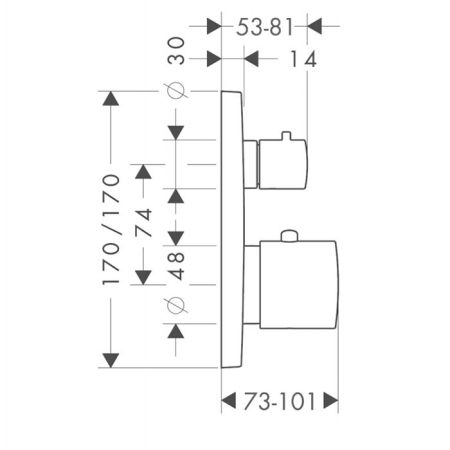 AX Citterio M Встраиваемый термостат для душа, 2 потреб, (внешняя часть), цвет: хром, артикул 34725000