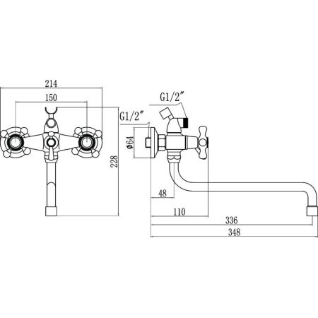 Смеситель для ванны Fmark FM2208, хром, артикул FM2208