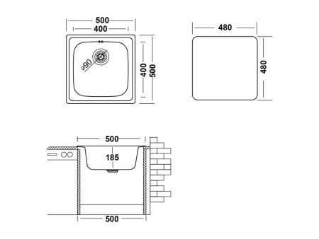 Кухонная мойка UKINOX Гранд GRP500.500 -GT8K -C, 50*50, артикул GRP500.500 -GT8K -C