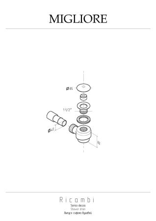 MIGLIORE Выпуск-сифон душевой, d=80 mm., (выпуск угловой) , медь, артикул 20220