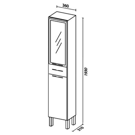 Шкаф пенал SanVit Квадро/Новелла 36 pkvad с фактурой под дерево Акация светлая