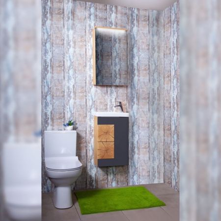 Тумба под раковину Бриклаер Форест 40 подвесная Антрацит со вставкой Пенёк, артикул 4627125414633