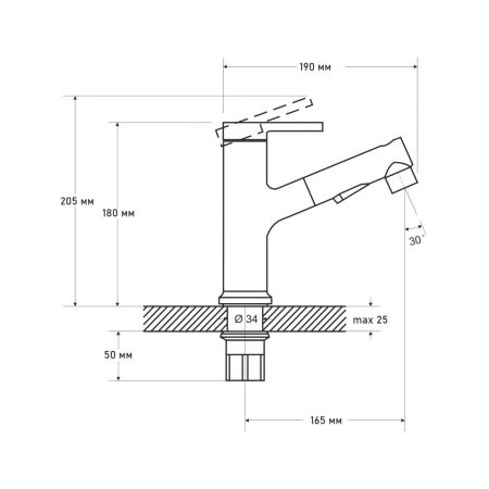 Смеситель для раковины с выдвижным изливом G.Lauf GOG10-A012, хром
