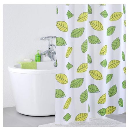 Штора для ванны Iddis Leaf 200x200 Белая Зеленая