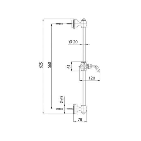 Bossini  Душевая штанга CHARLESTON из латуни 60 см x Ø 20 mm - золото Bossini  Душевая штанга CHARLESTON из латуни 60 см x Ø 20 mm - золото