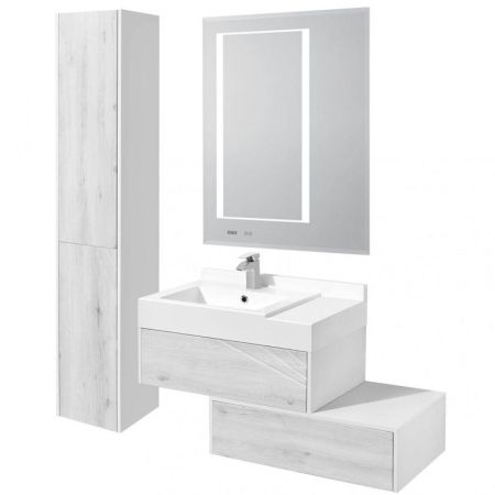 Тумба под раковину Акватон Сакура 80 1A236401SKW80 подвесная Ольха наварра Белый глянец, артикул 1A236401SKW80