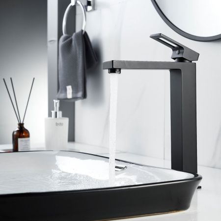 Смеситель для раковины высокий  Raffine F1196H, черный, артикул F1196H