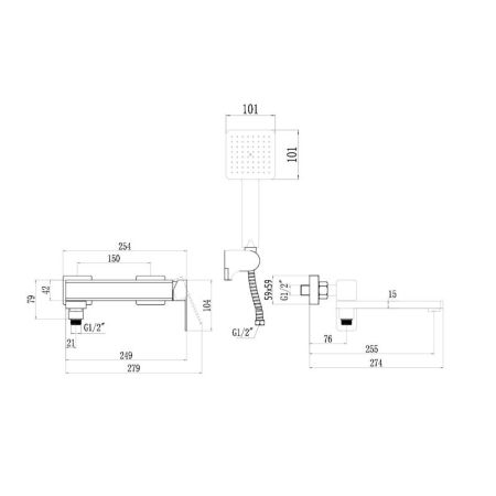 Смеситель для ванны Fmark FS8724-22H, черный