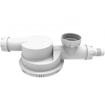 Сифон, OMOIKIRI, S-01, для 1-чашевой мойки, сверхплоский с гидрозатвором, DN40, с отверстием для стиральной машины, материал-полипропилен, цвет-серый