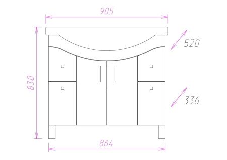 Тумба Onika Эльбрус 90 напольная, белая (ум. Эльбрус 90)