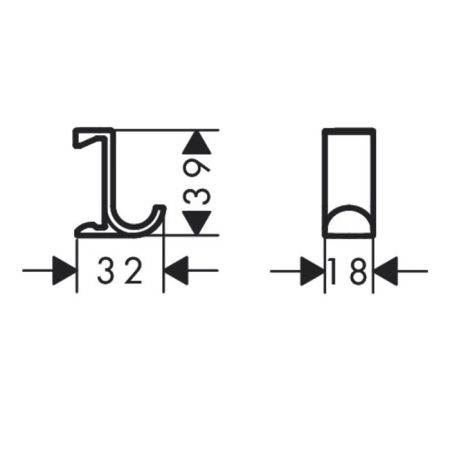Крючок, Hansgrohe, WallStoris, одинарный, ширина,мм-18, глубина,мм-32, высота,мм-39, тип установки-на штанге кликом, материал-пластик, цвет-чёрный матовый, в комплекте-2 шт., артикул 27914670